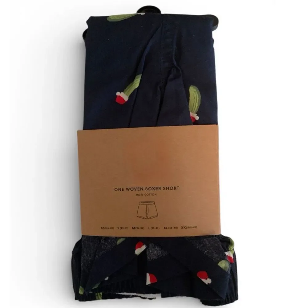 J.Crew Cotton Christmas Pickle Boxers Navy Santa Hat Medium (32-34), New